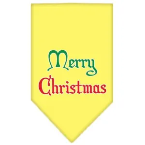 Merry Christmas Screen Print Bandana Yellow Large