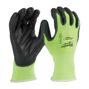 Milwaukee Cut Level 1 Polyurethane Dipped Gloves High-Vis Green L 1 pair