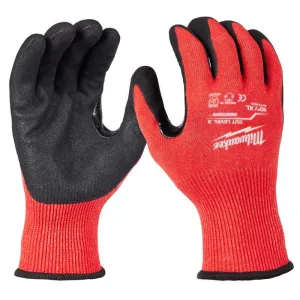 Milwaukee Cut Level 3 Unisex Elasticated Knit Dipped Gloves Black/Red XL 1 pair