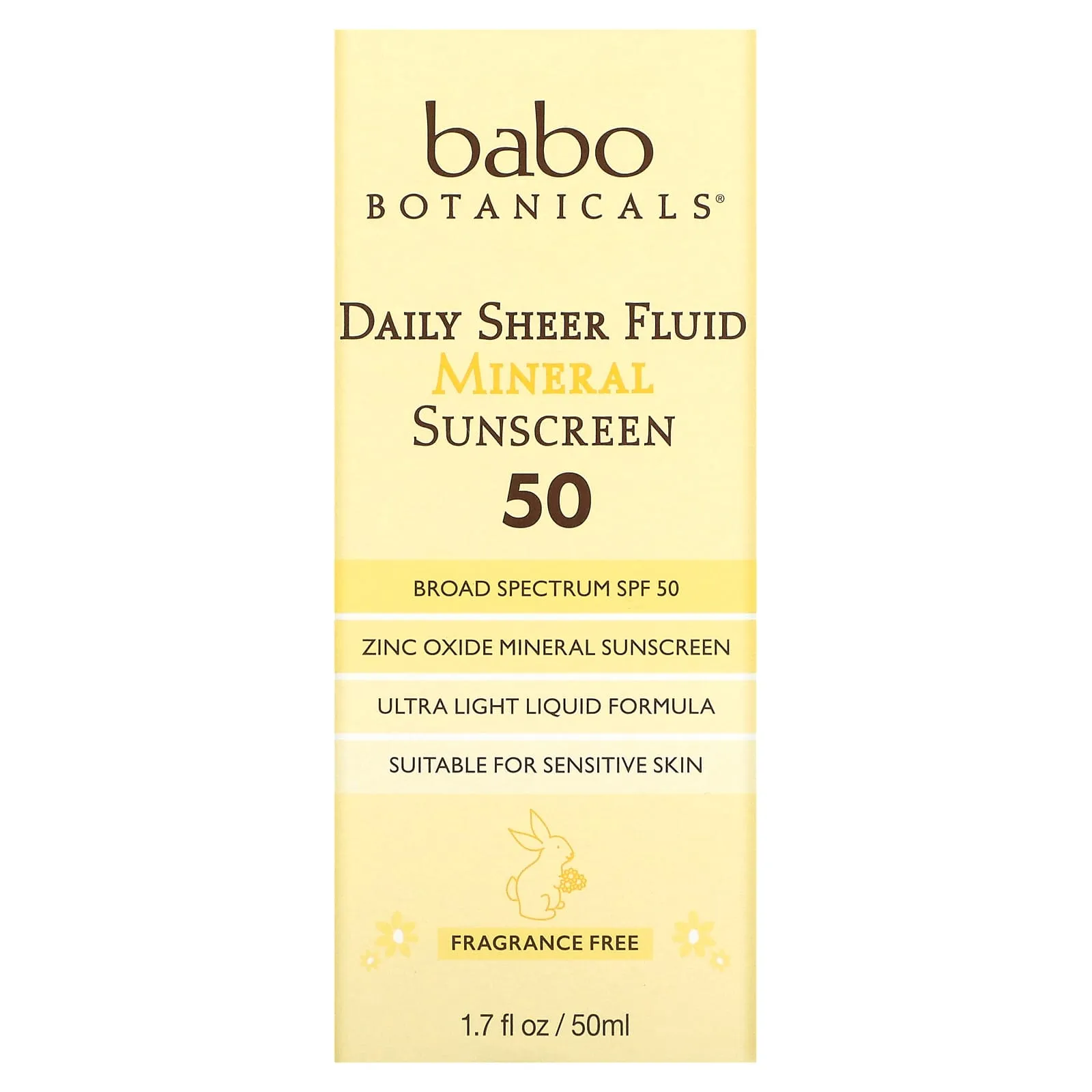 Mineral Sunscreen Babo Botanicals Daily Sheer Fluid, 50 ml