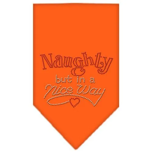 Naughty but in a Nice Way Rhinestone Bandana Orange Small