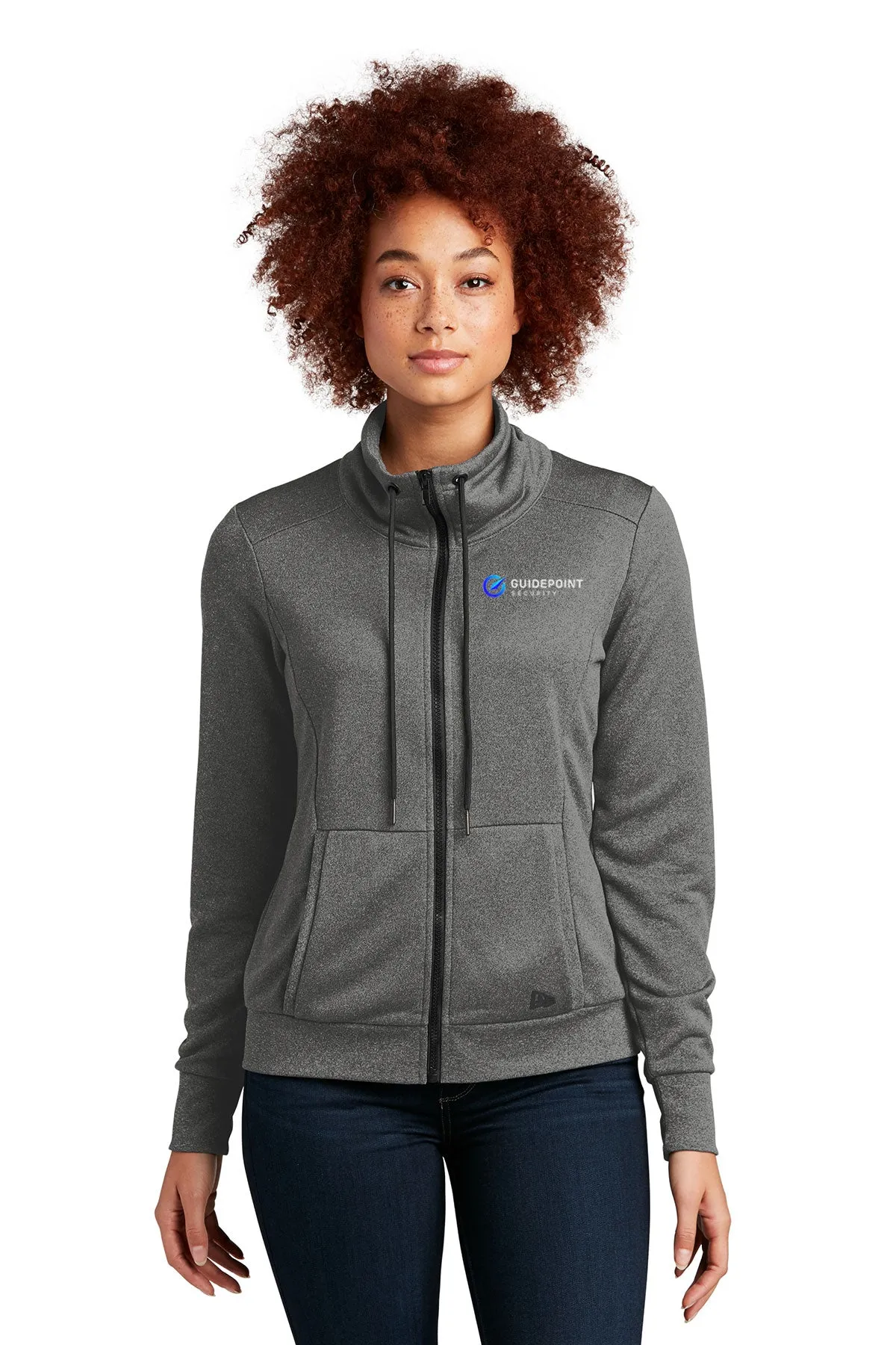 New Era Ladies Terry Zip Jacket, Graphite Heather [GuidePoint Security]