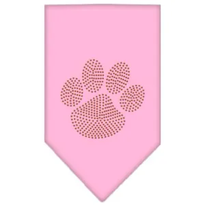 Paw Orange Rhinestone Bandana Light Pink Large