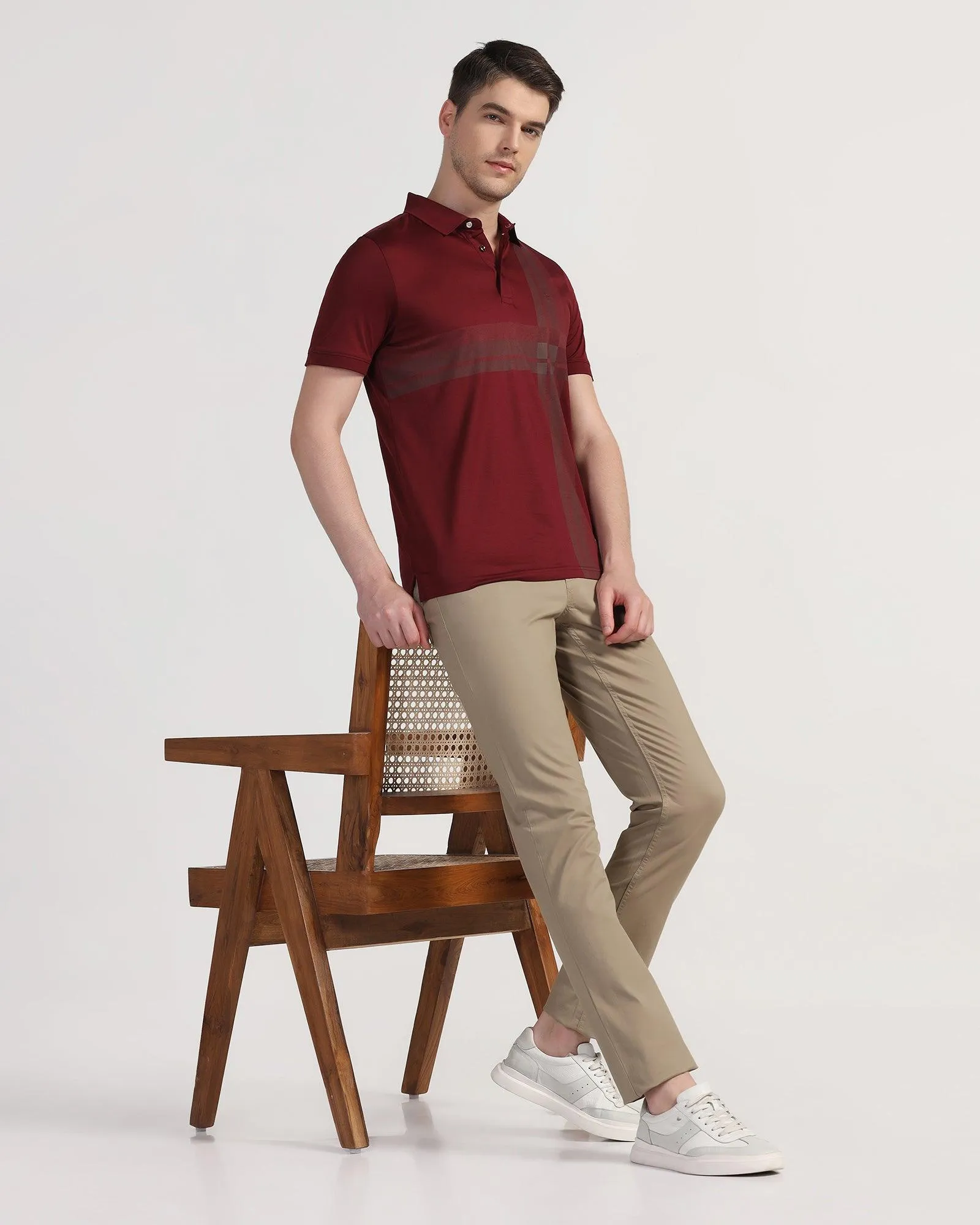 Polo Maroon Printed T-Shirt - Jaime