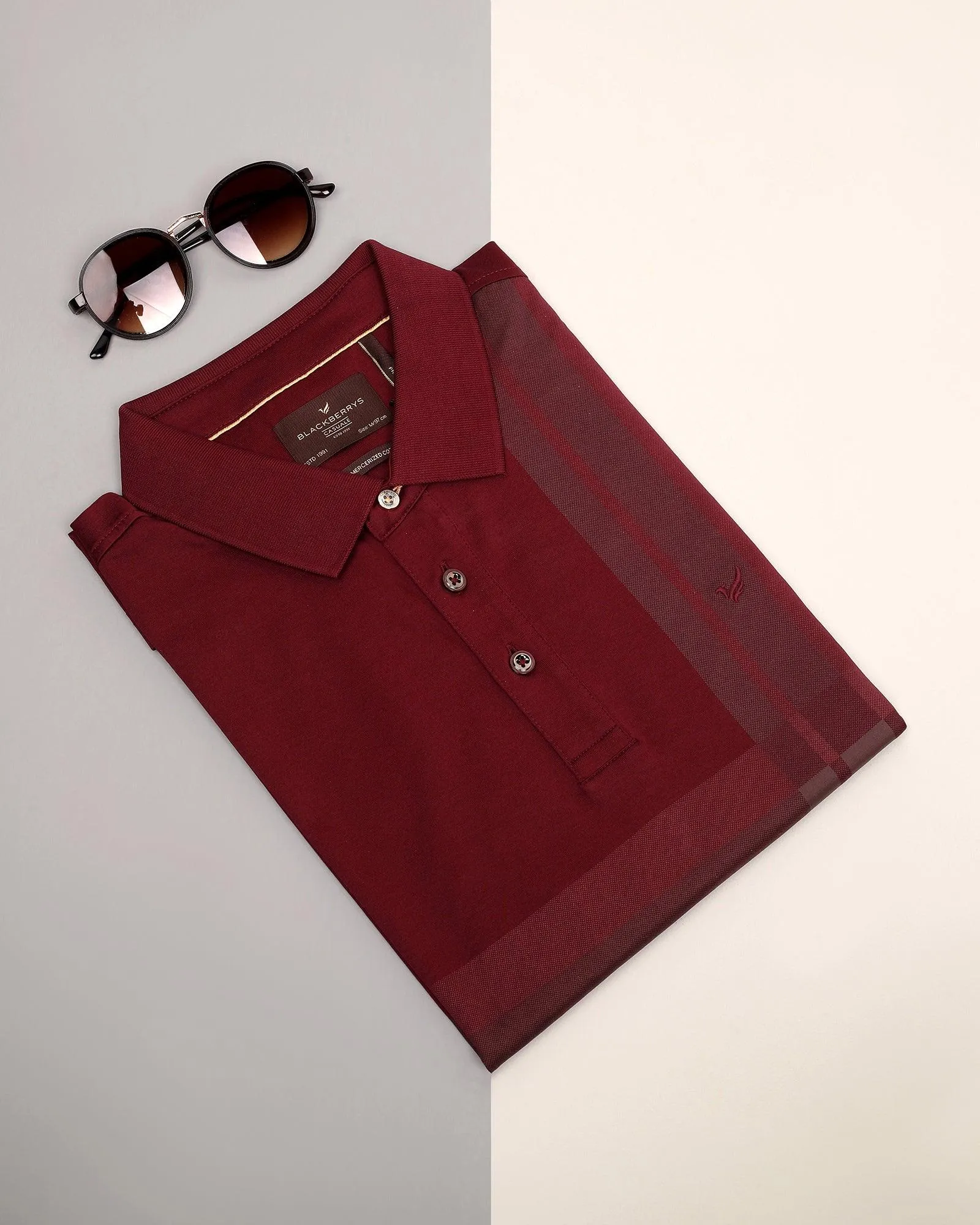 Polo Maroon Printed T-Shirt - Jaime