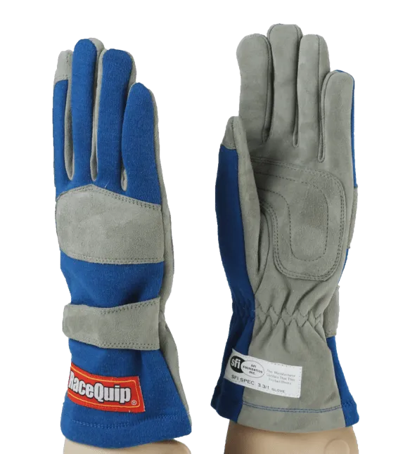 RaceQuip 351 Series 1 Layer Nomex Race Gloves - Blue - Large - 351025