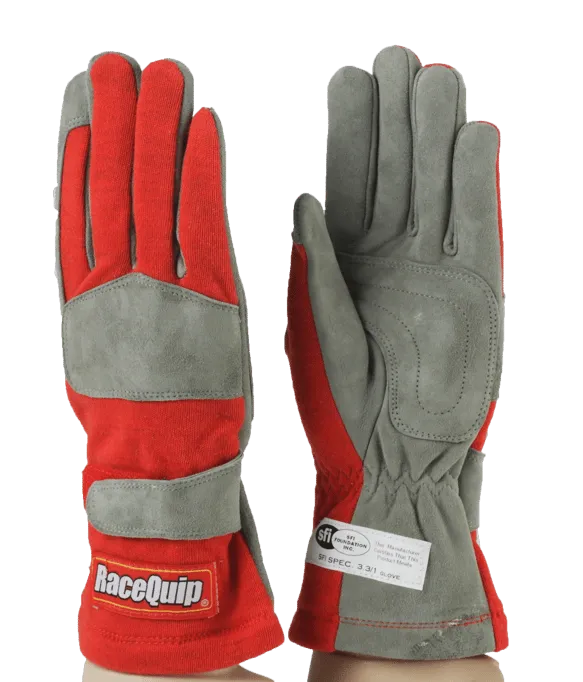 RaceQuip 351 Series 1 Layer Nomex Race Gloves - Red - Medium - 351013