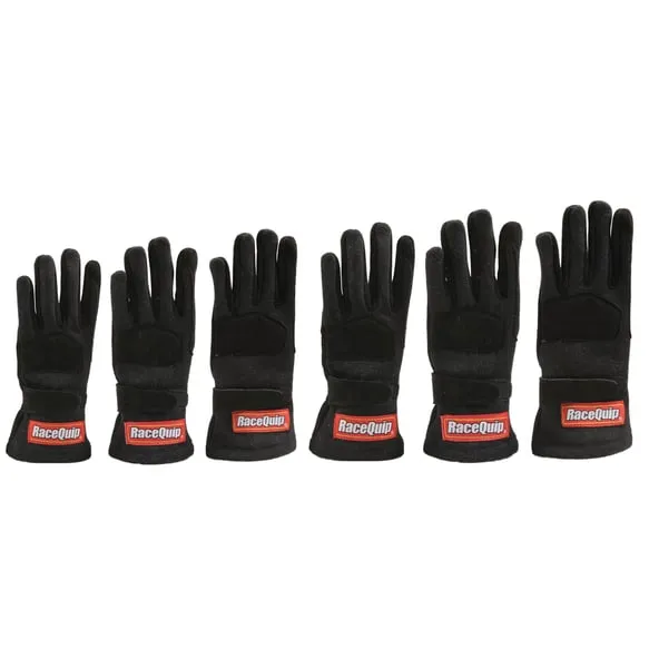 RaceQuip 355 Series 2 Layer Nomex Race Gloves - Black - Kids Medium - 3550093