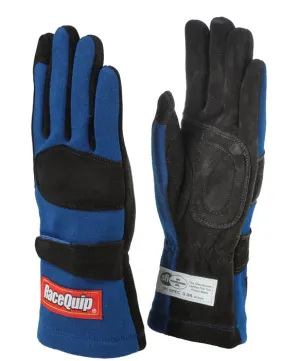 RaceQuip 355 Series 2 Layer Nomex Race Gloves - Blue - Large - 355025