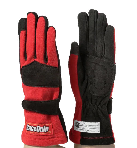 RaceQuip 355 Series 2 Layer Nomex Race Gloves - Red - Small - 355012