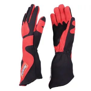 RaceQuip 358 Series 2 Layer Nomex Long Gauntlet Race Gloves - Red/Black - Medium - 358103