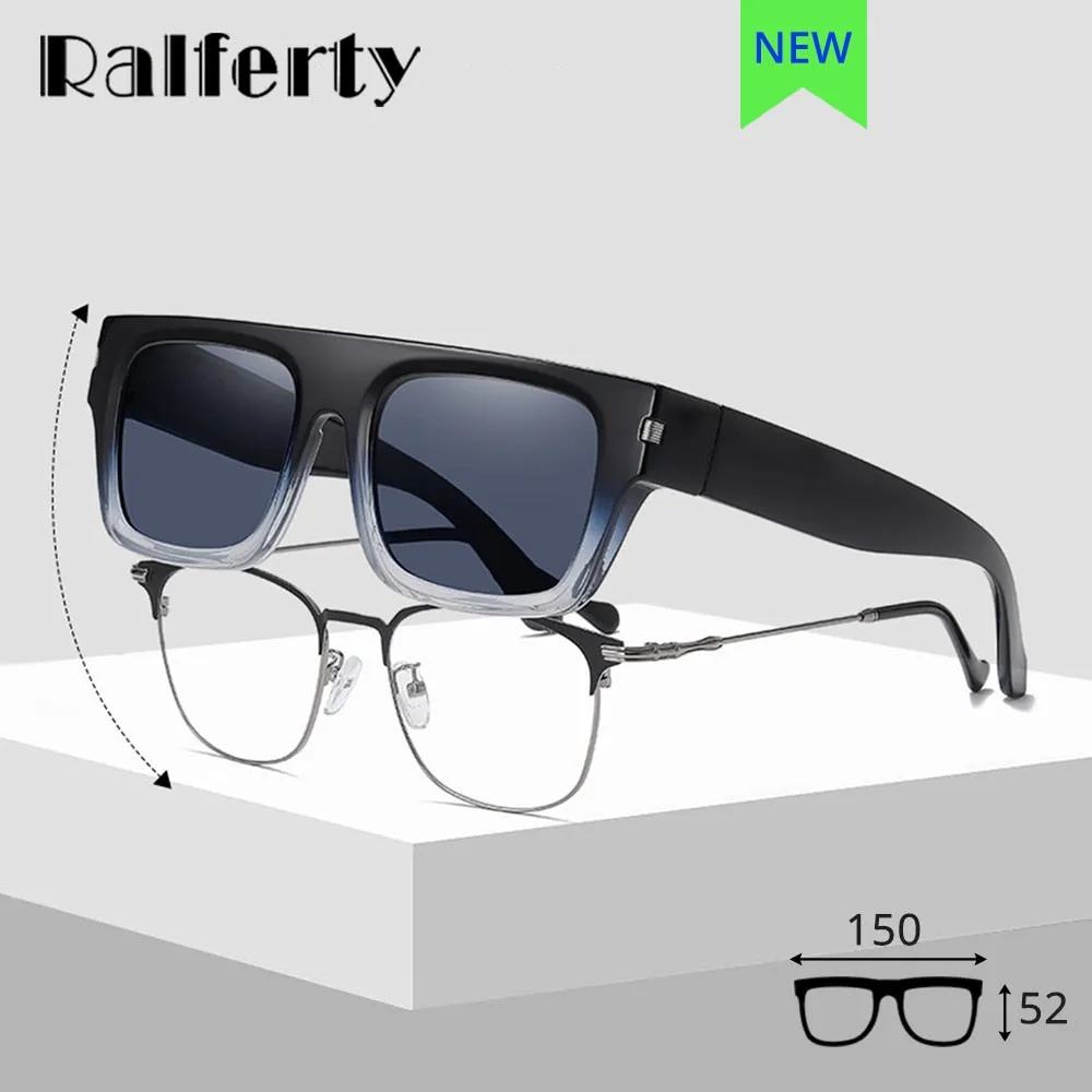 Ralferty Unisex Full Rim Square Tr 90 Acetate Polarized Overlay Sunglasses D7527