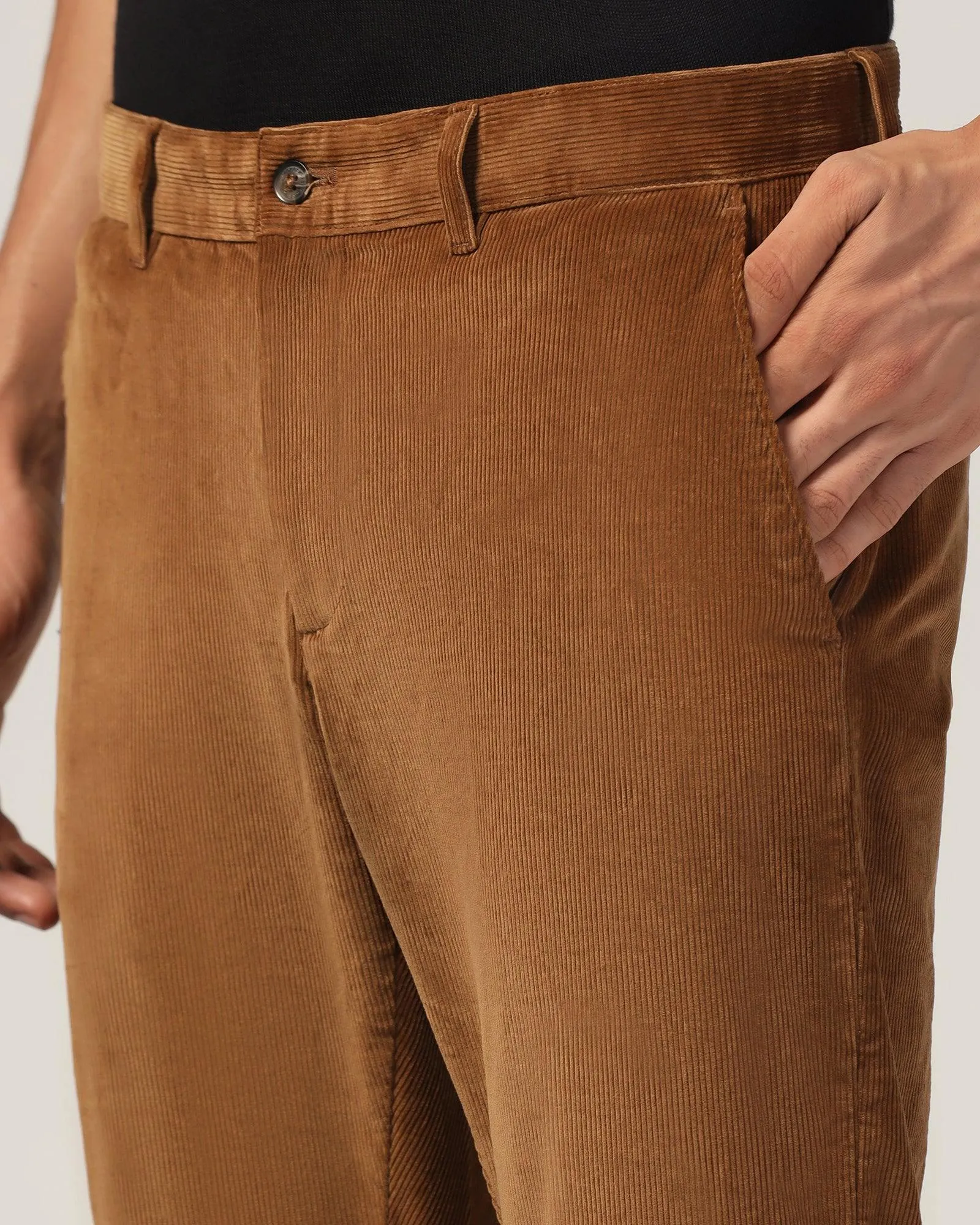 Slim Comfort B-95 Casual Brown Solid Khakis - Magna