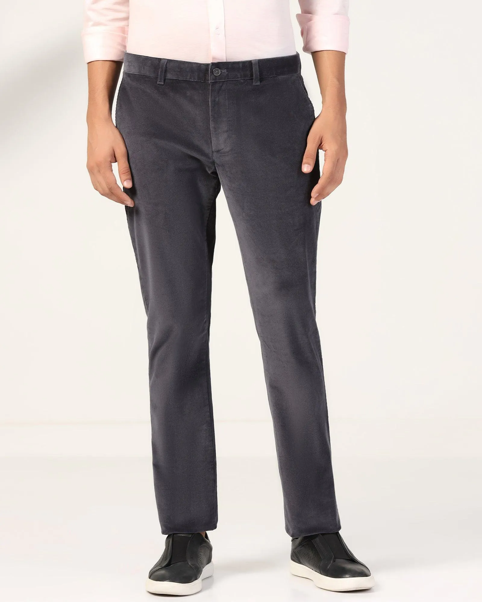 Slim Comfort B-95 Casual Charcoal Solid Khakis - Magna