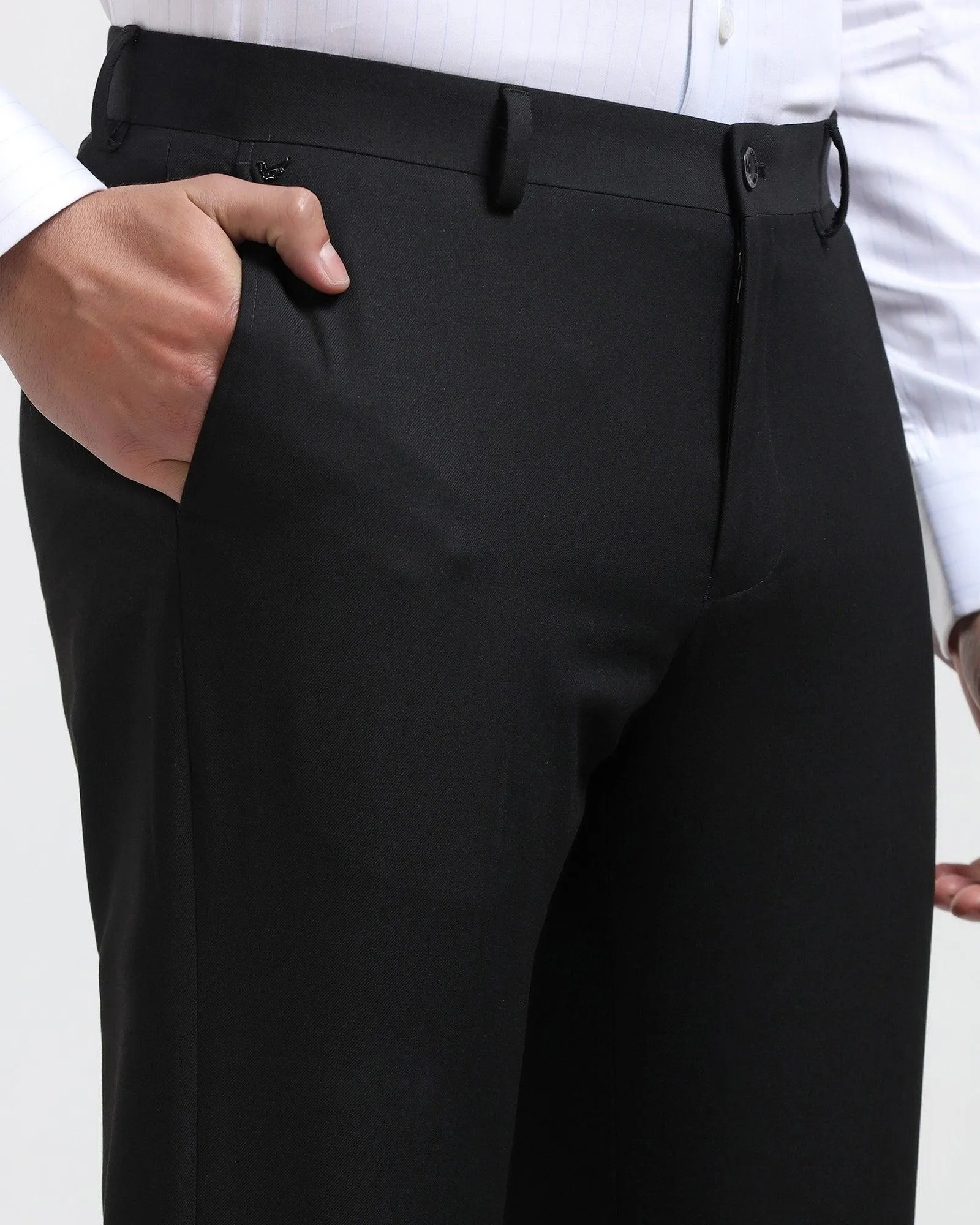 Slim Comfort B-95 Formal Black Solid Trouser - Himalayan