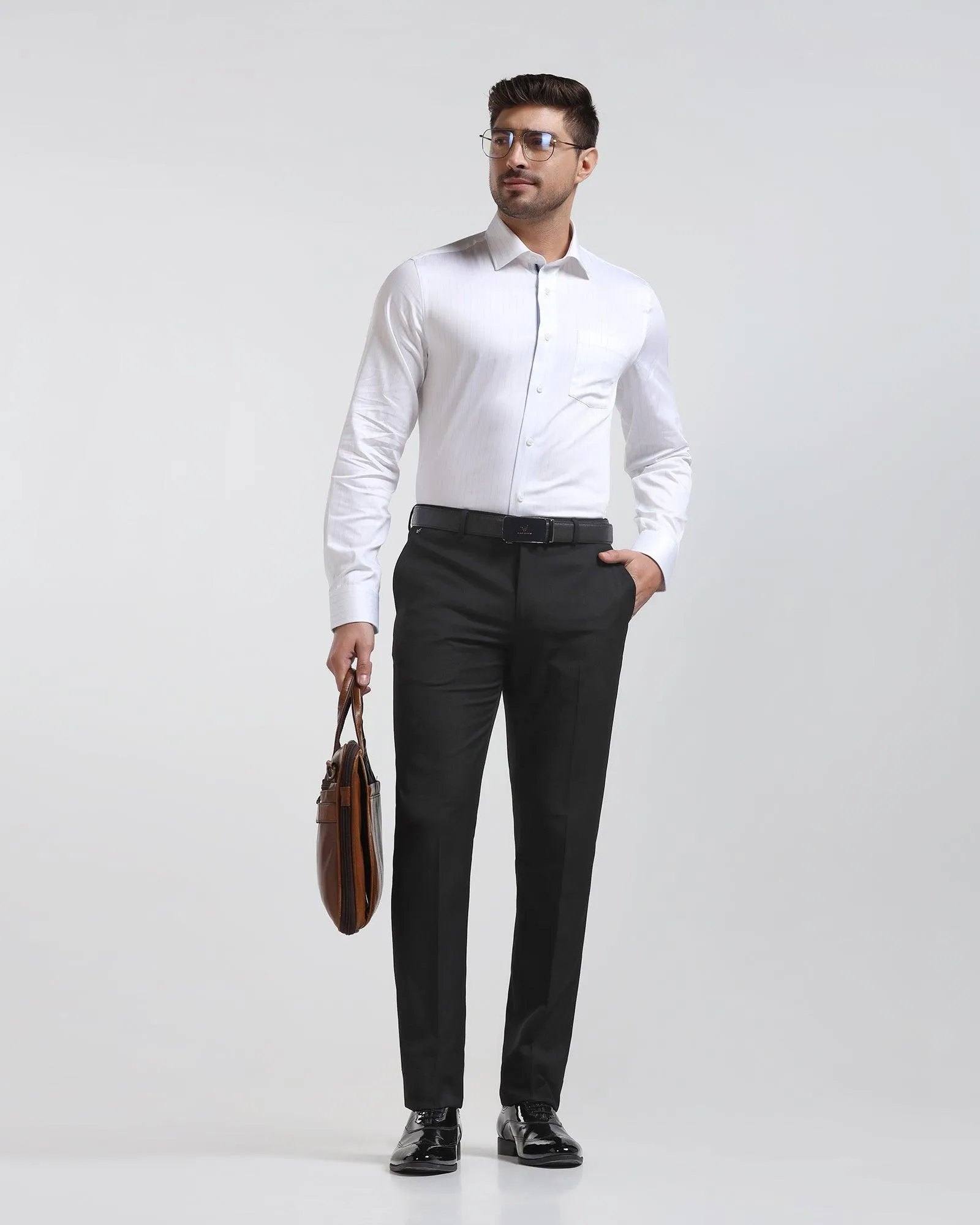 Slim Comfort B-95 Formal Black Solid Trouser - Himalayan