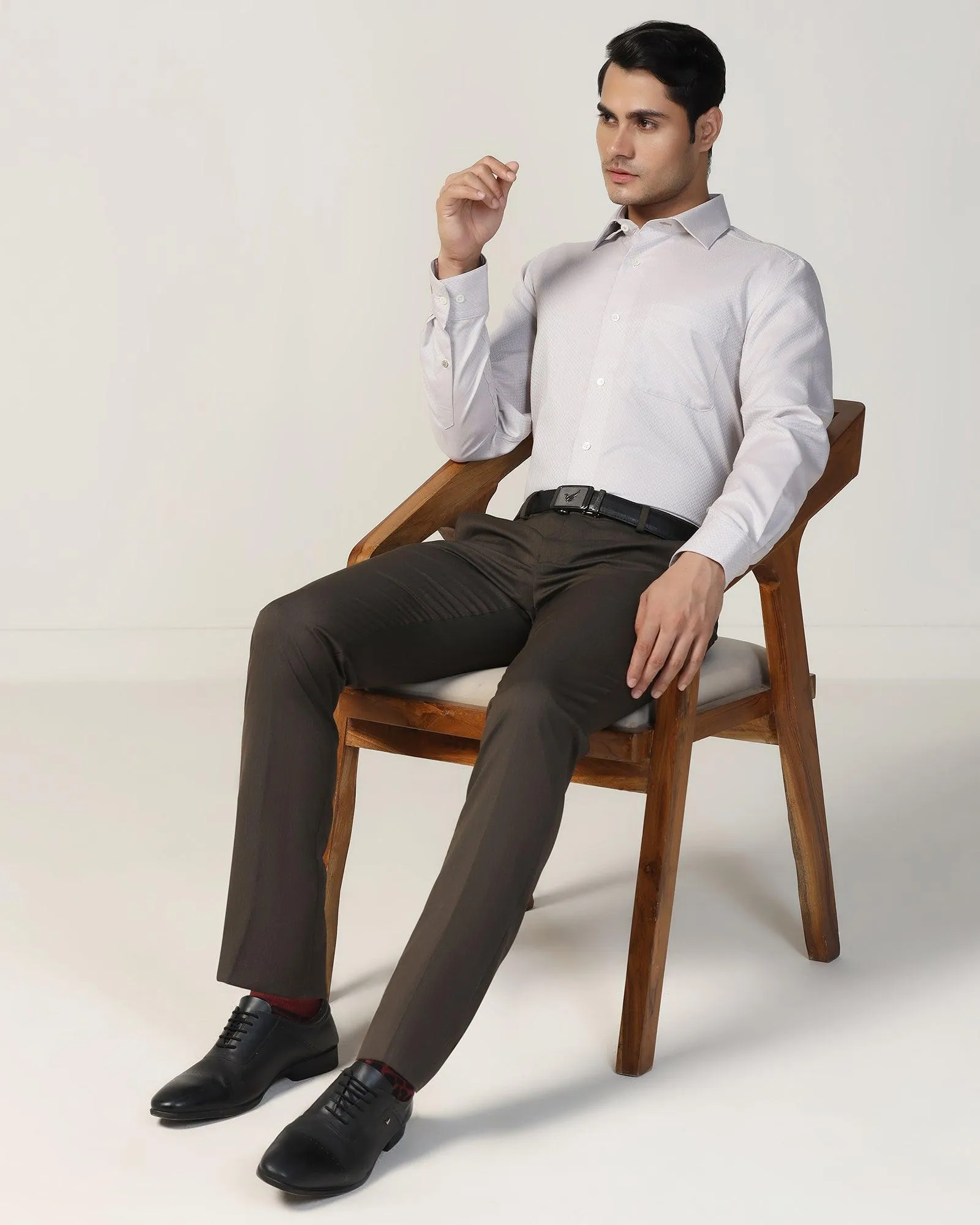 Slim Fit B-91 Formal Brown Textured Trouser - Gladiator