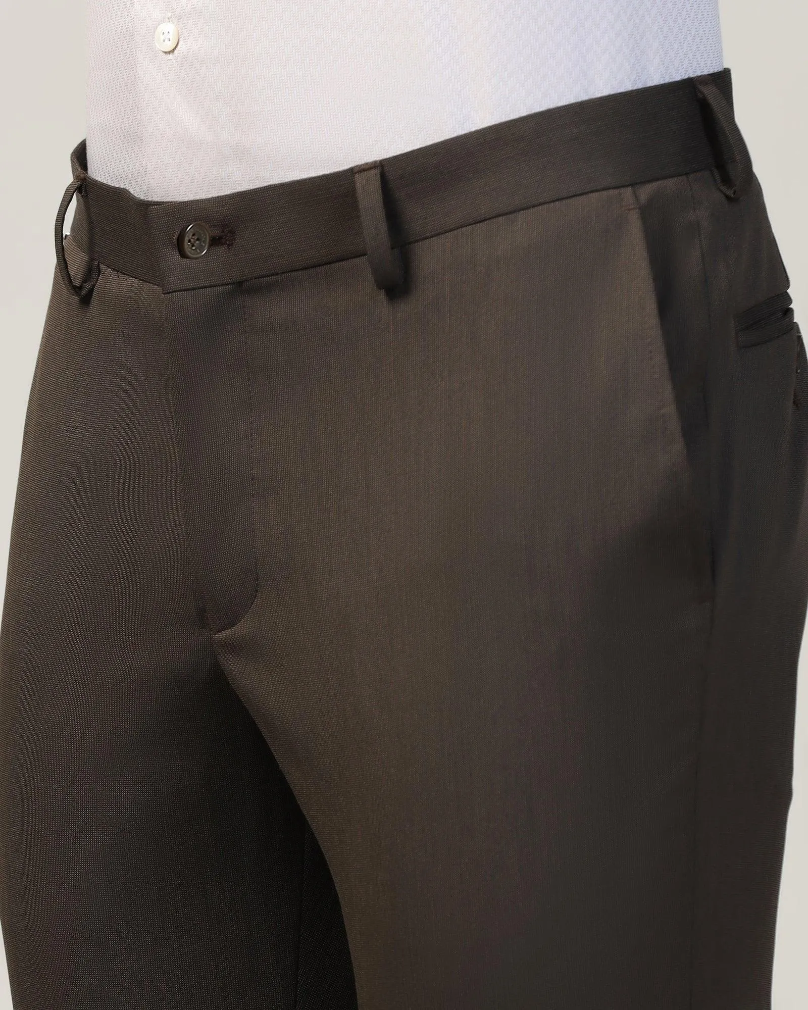 Slim Fit B-91 Formal Brown Textured Trouser - Gladiator