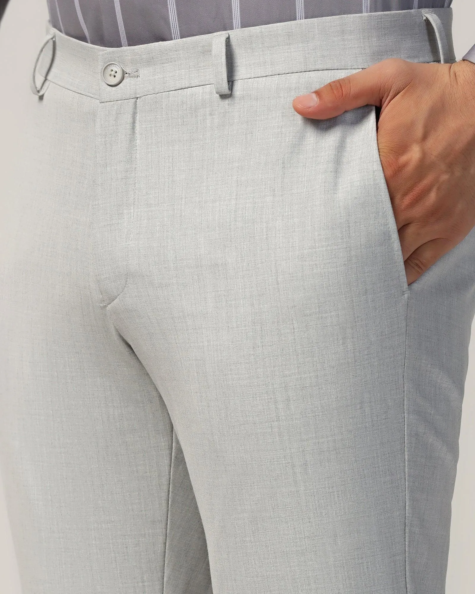 Slim Fit B-91 Formal Light Grey Solid Trouser - Jonny