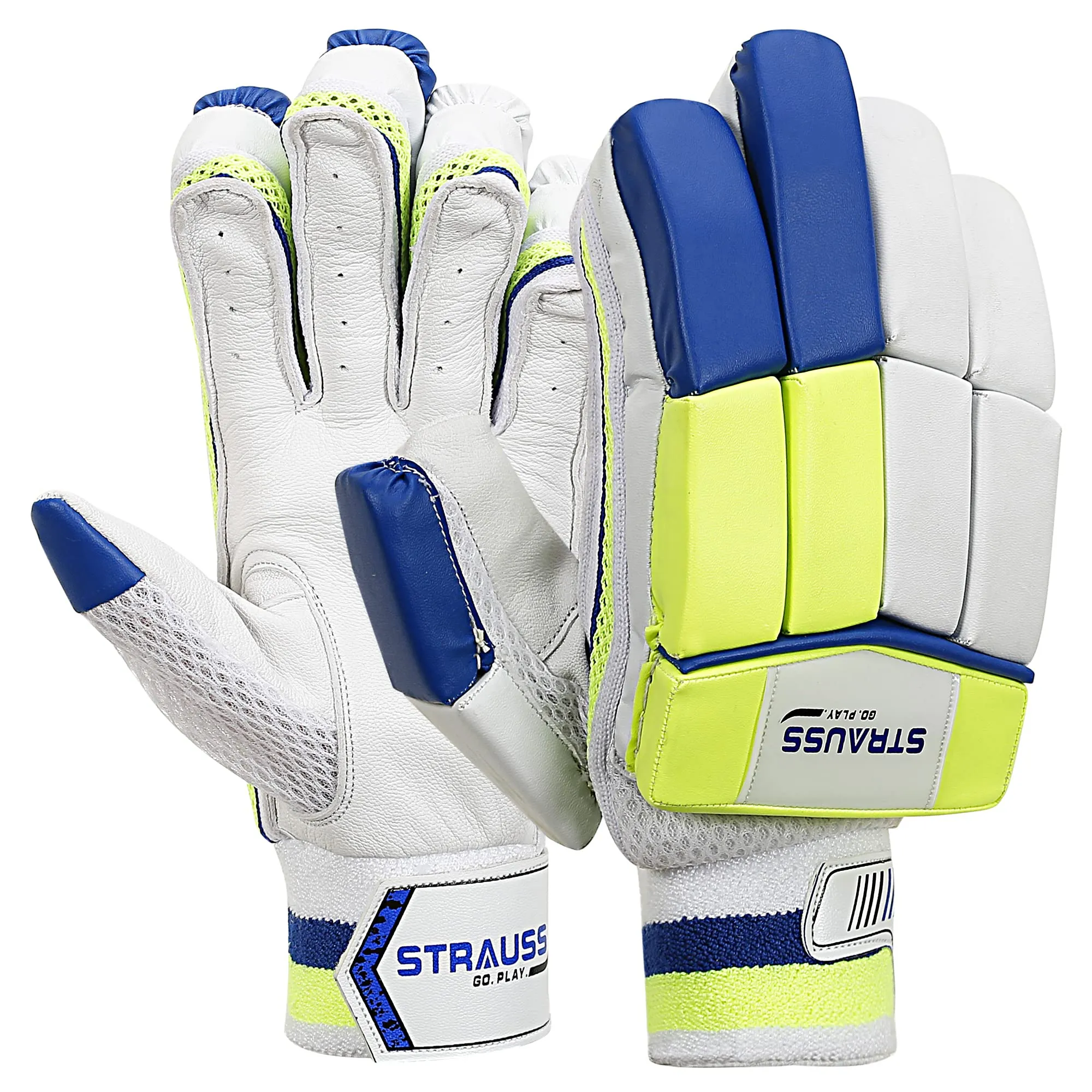 STRAUSS Cricket Batting Gloves | Edition: Super | Size: Mens | for Left-Hand Batsman | Premium Protection | Egronomic Design | Leather Ball Cricket Batting Gloves