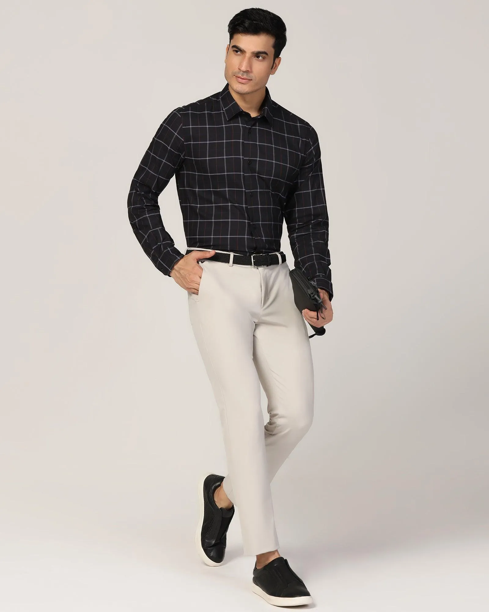 TechPro Formal Black Check Shirt - Pulse