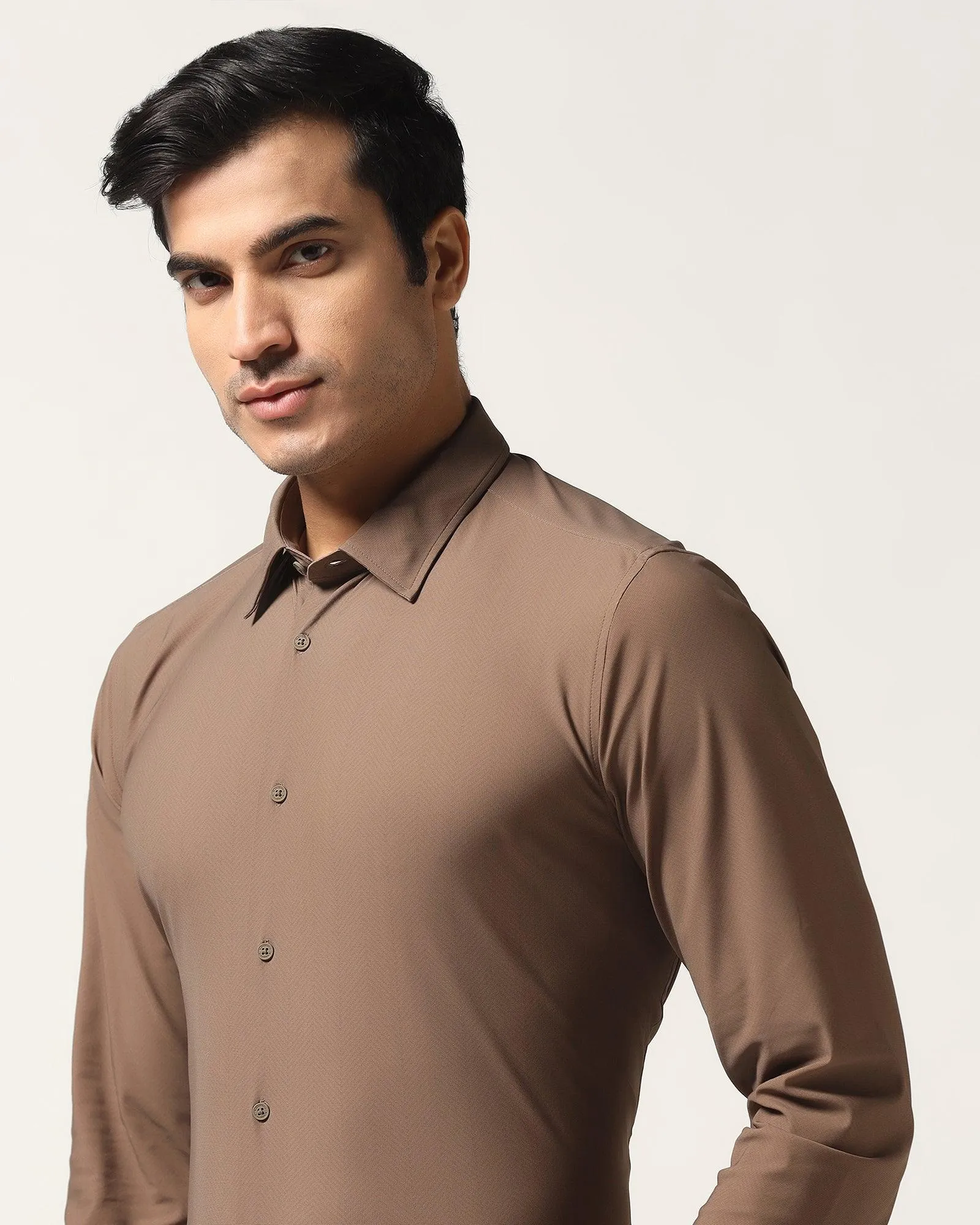 TechPro Formal Brown Textured Shirt - Mello