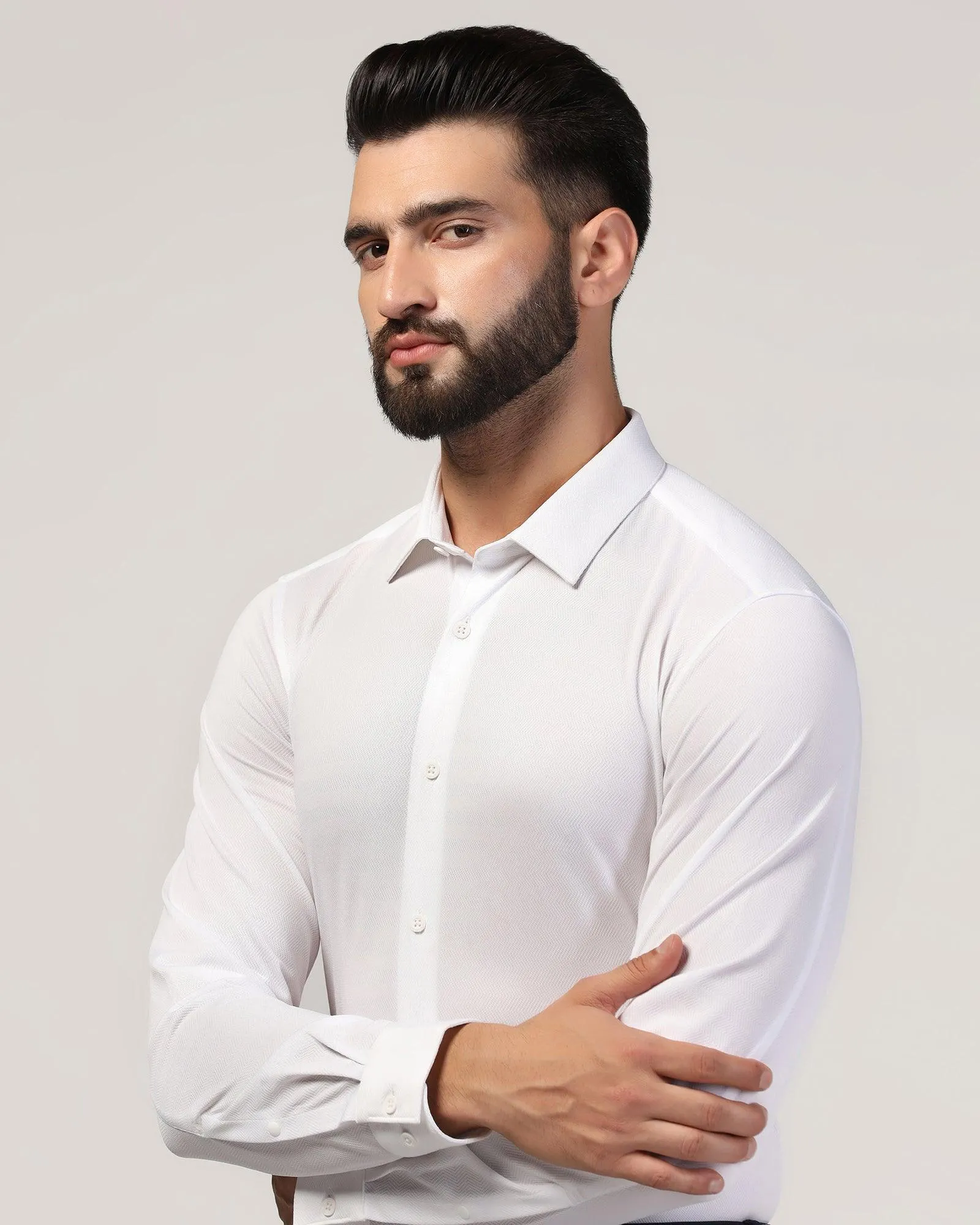 TechPro Formal White Stripe Shirt - Keish