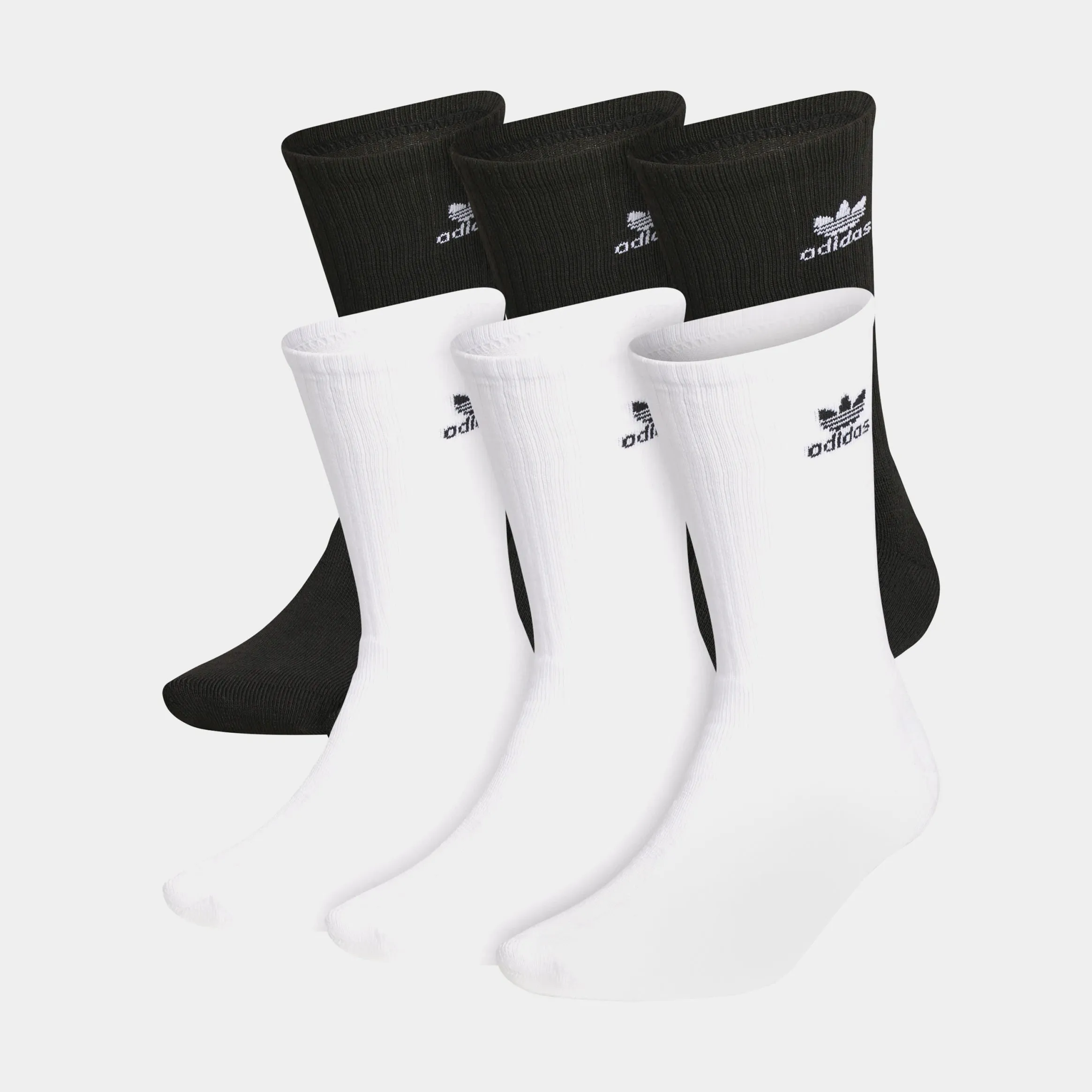 Trefoil 6 Pack Quarter Mens Socks (Black/White)