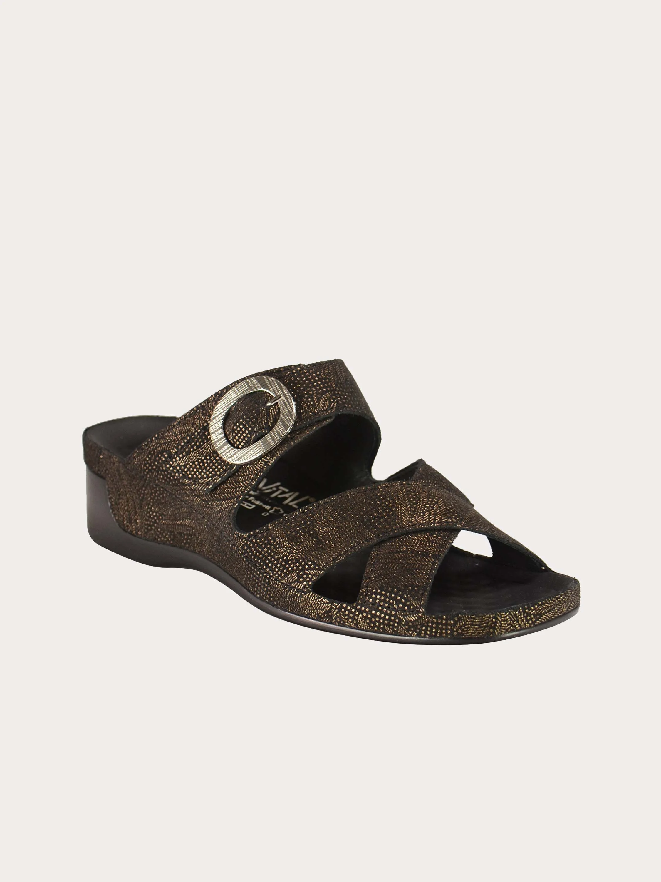 Vital Women's Buckle Strap Slider Leather Sandals