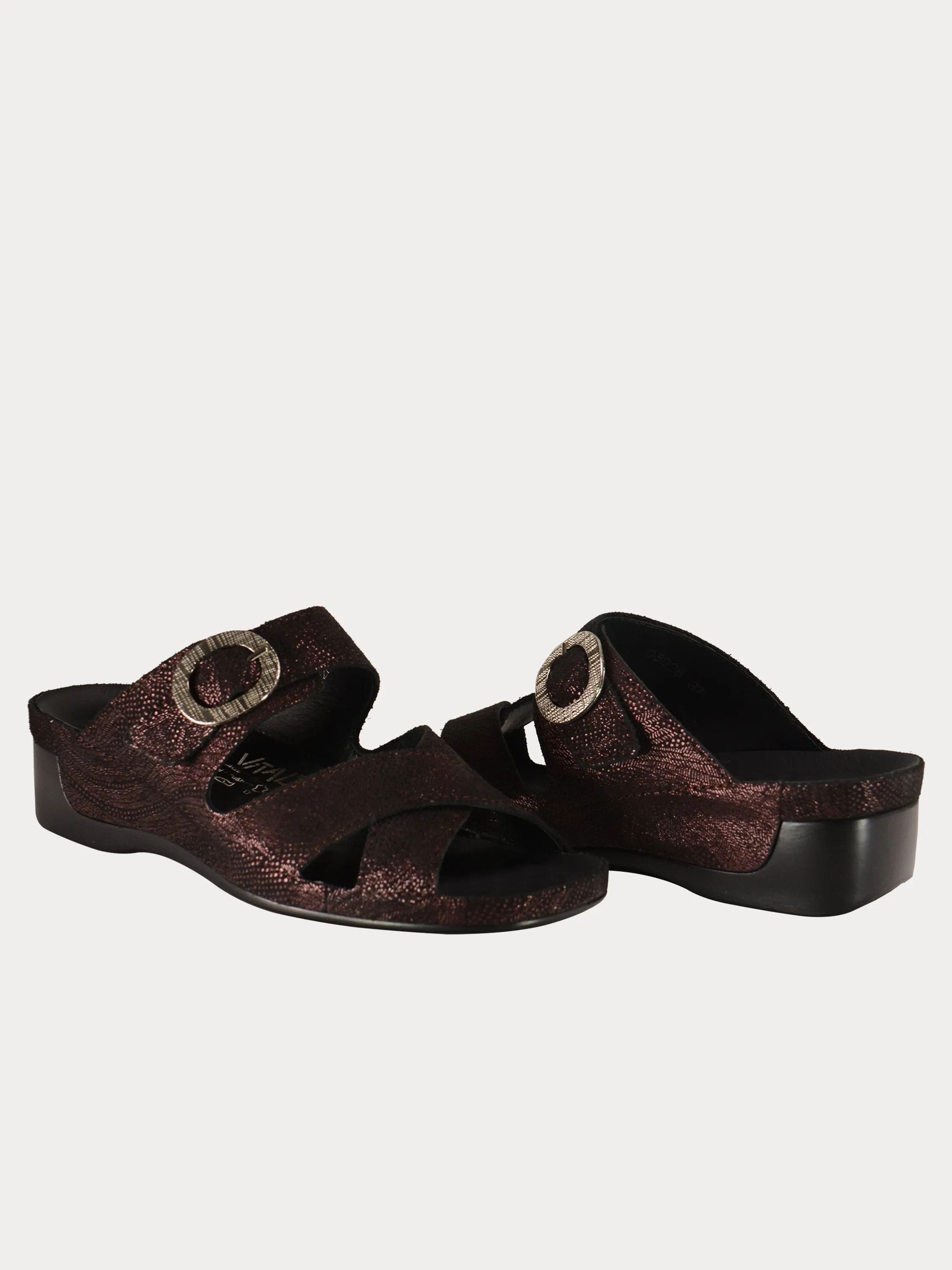 Vital Women's Buckle Strap Slider Leather Sandals