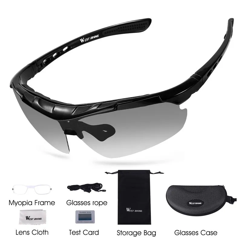 West Biking Unisex Semi Rim Acetate Photochromic Polarized Sport Sunglasses YP0703137