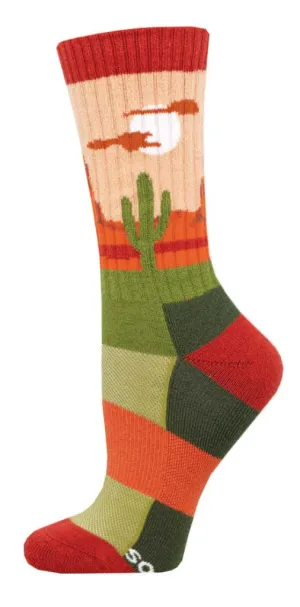 Women's Marino Wool Desert Plains Crew Sock - Peach