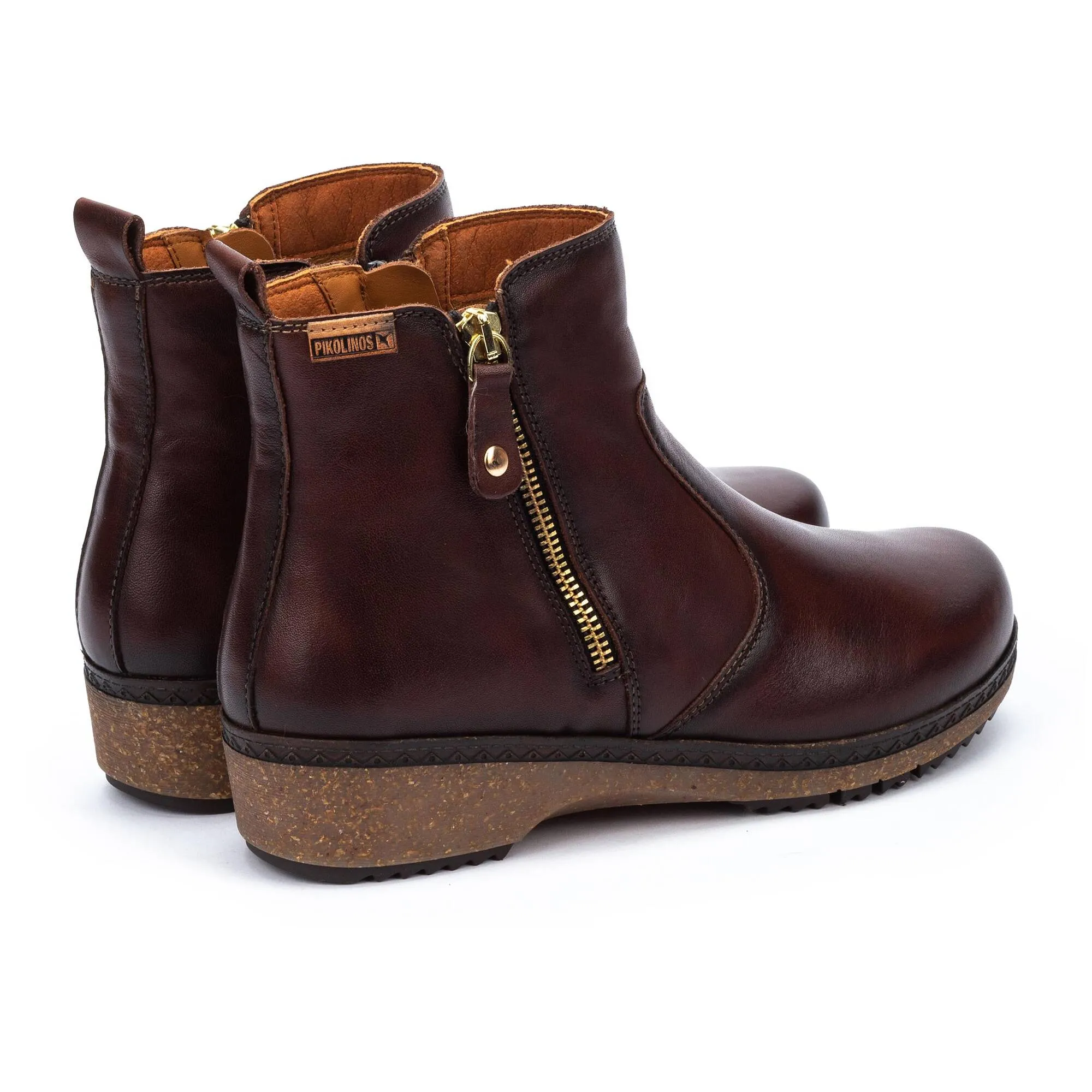 Women's Pikolinos Granada Ankle Boots with Zip Color: Caoba