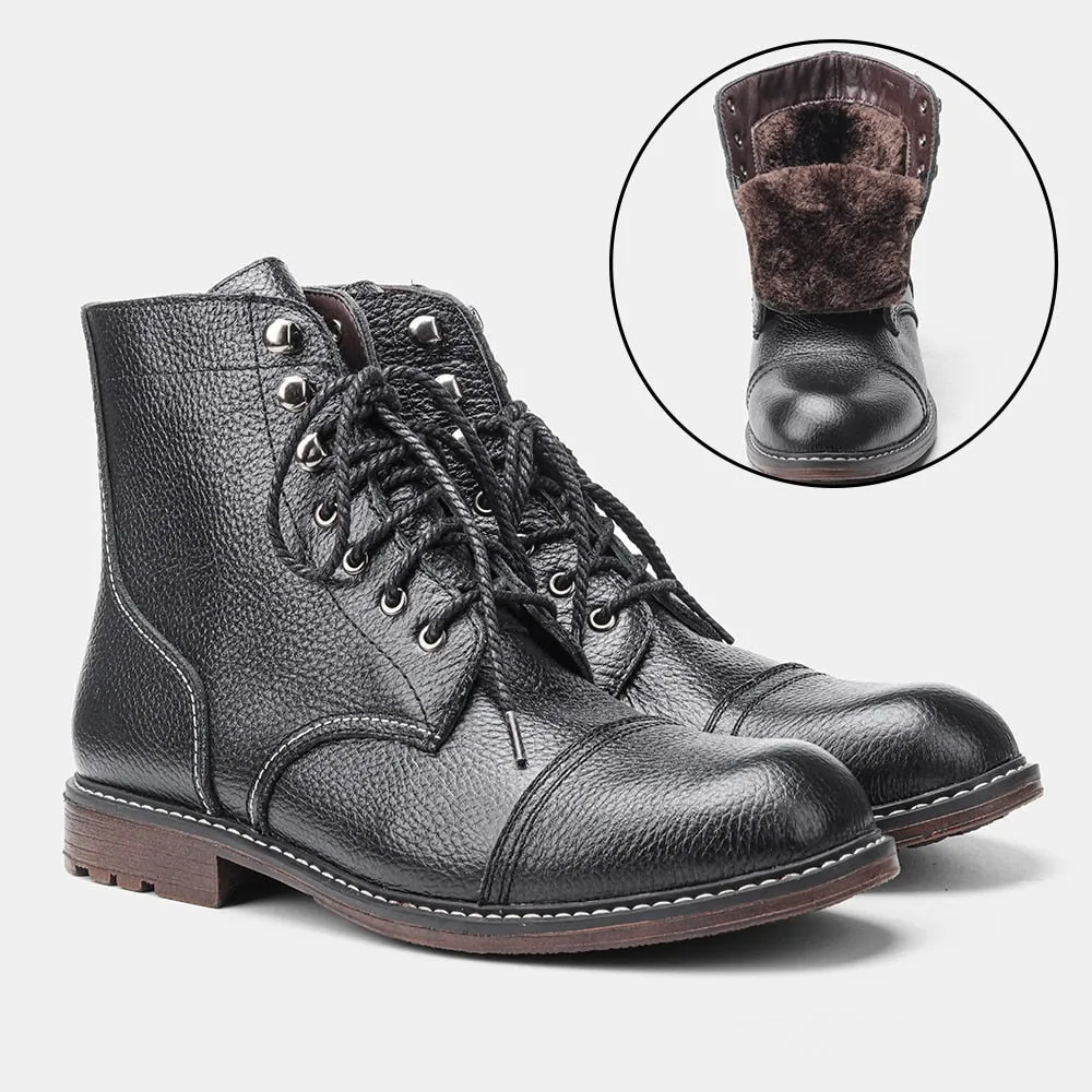 Yeknu 39-48 Genuine Leather Men Boots Luxury Super Warm Comfortable Brand Winter Boots Men #DX8101