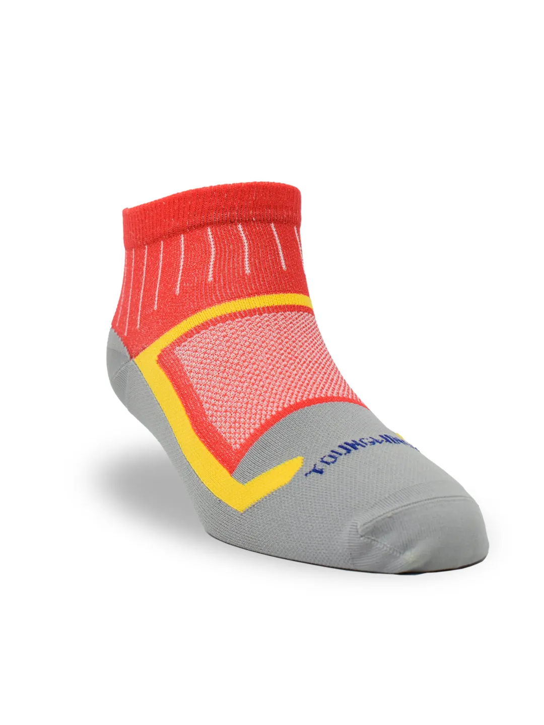 Young Wings Anti-Bacterial Dri-Fit Ankle Length Running Socks - Pack of 3 Pairs, Colour: Red/Grey